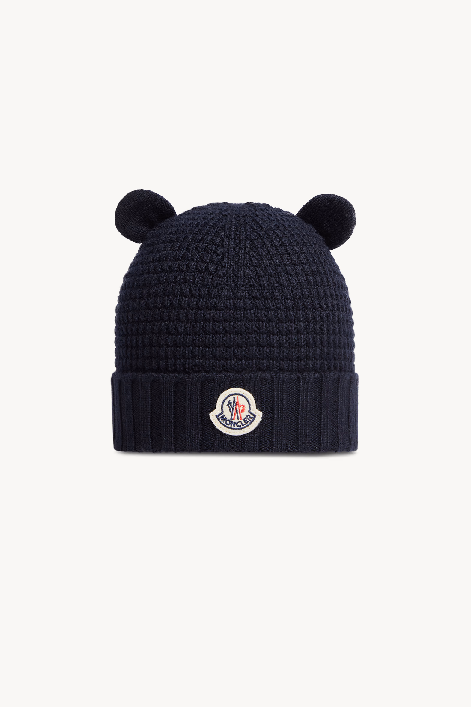 Wool Beanie with Teddy Bear Ears Gender Neutral Navy Blue Moncler 0